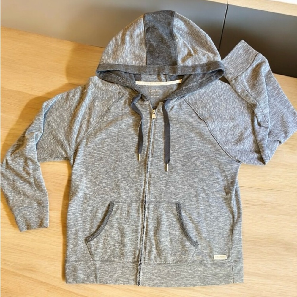 Hoodie Men’s Large Calvin Klein Men's Performance Active Zip-Up Gray Distressed